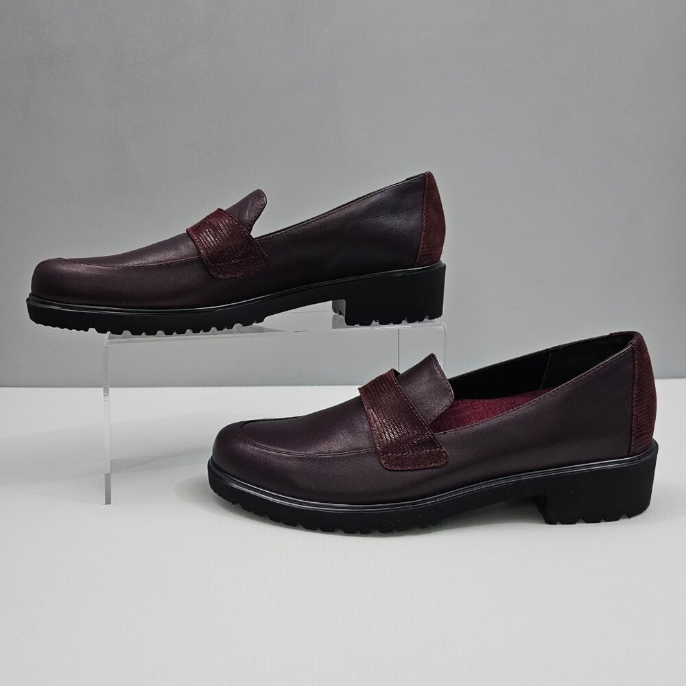Munro Geena Comfort Loafer Womens 8.5 NARROW Burgundy Wine Leather Slip On NEW - Picture 2 of 14